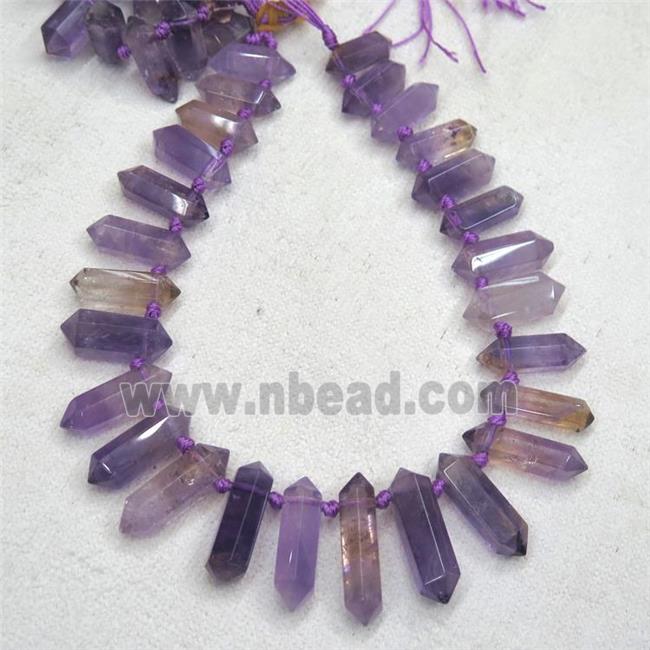 purple Ametrine bullet beads, top-drilled