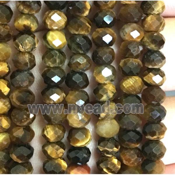 tiger eye stone bead, faceted rondelle