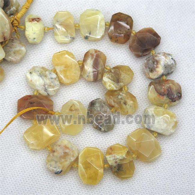 yellow Opal Jasper beads, faceted rectangle
