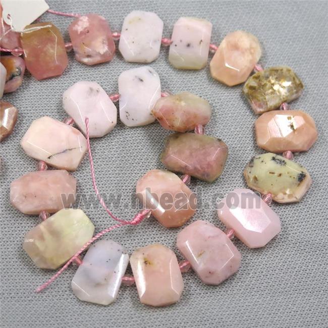pink Opal Jasper beads, faceted rectangle