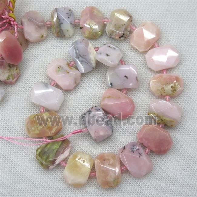 pink Opal Jasper beads, faceted rectangle