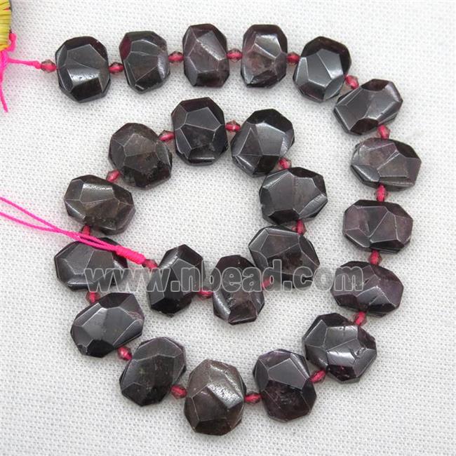 Garnet beads, darkred, faceted rectangle