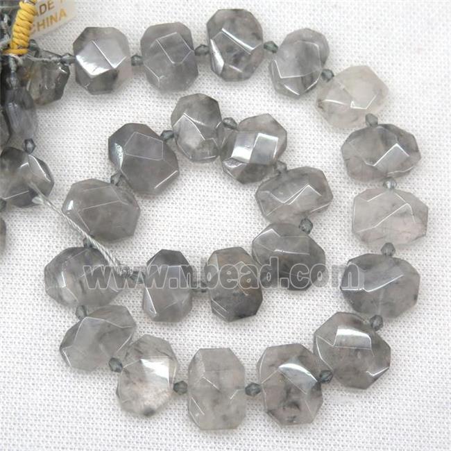 gray Cloud Quartz beads, faceted rectangle