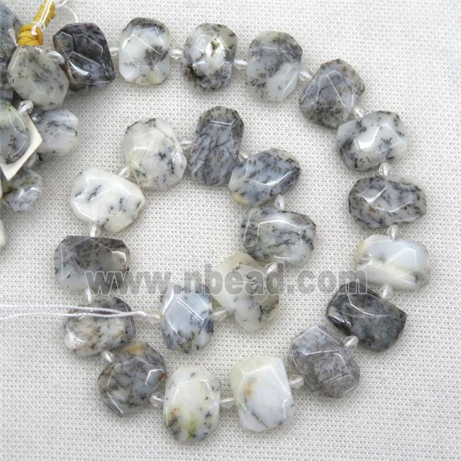 white Moss Opal Jasper beads, faceted rectangle