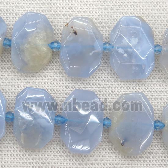 blue Agate beads, faceted rectangle