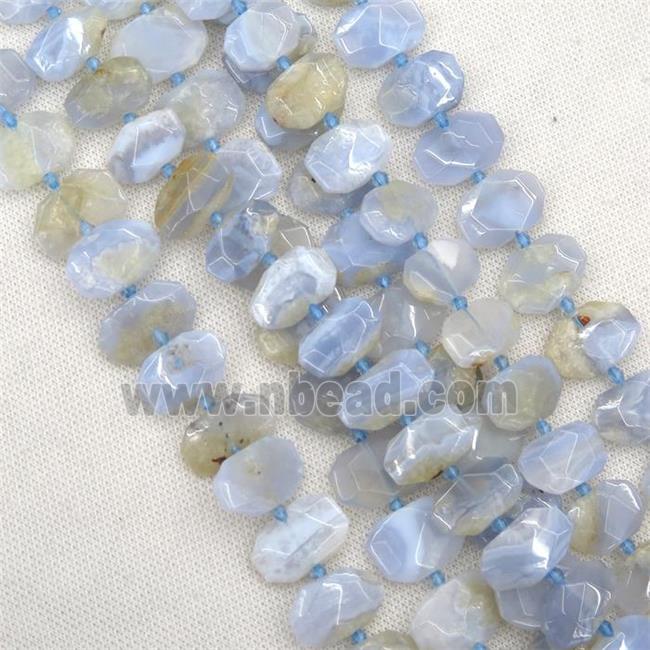 blue Agate beads, faceted rectangle