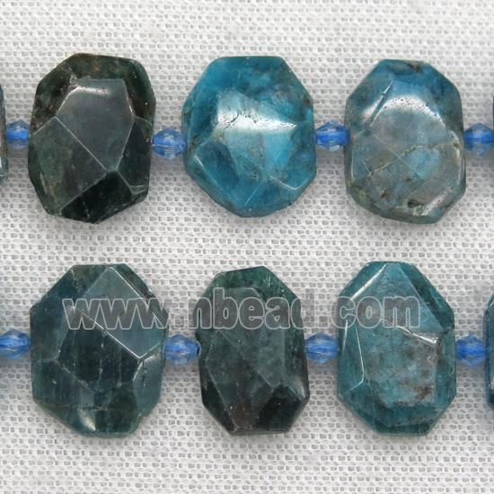 blue Apatite beads, faceted rectangle