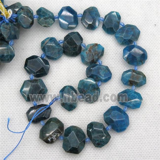 blue Apatite beads, faceted rectangle