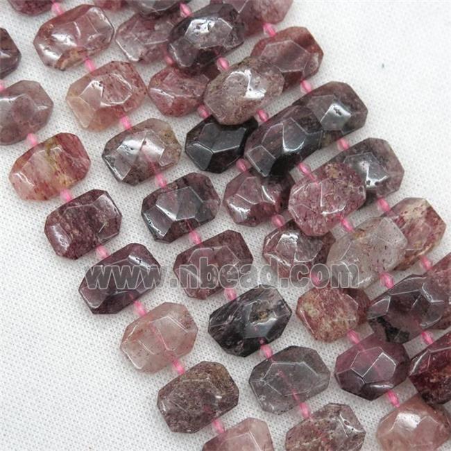 Strawberry Quartz beads, faceted rectangle