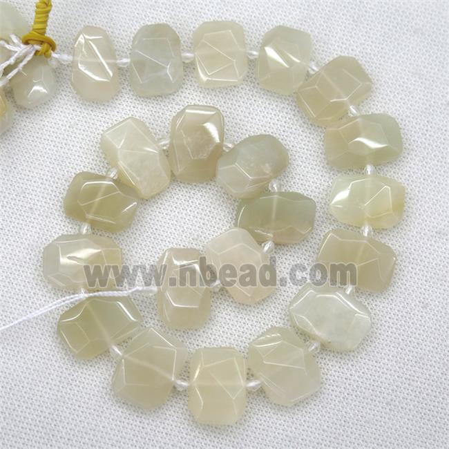 white gray MoonStone beads, faceted rectangle