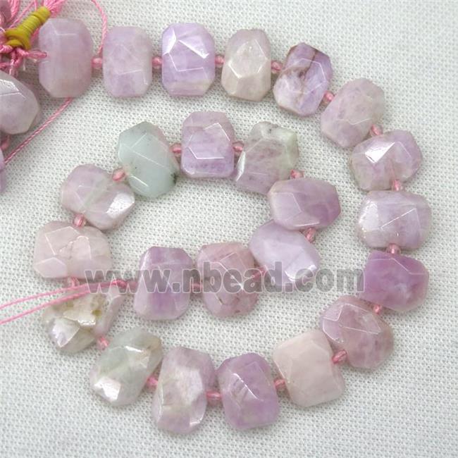 Kunzite beads, pink, faceted rectangle