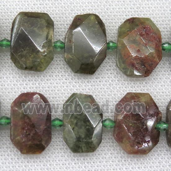 green Garnet beads, faceted rectangle