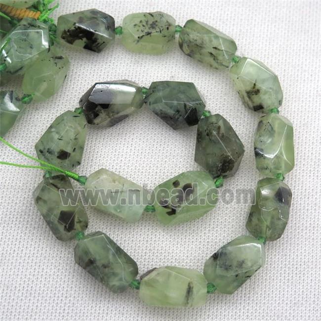 green Prehnite nugget beads, freeform