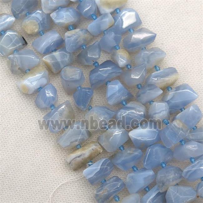 blue Lace Agate nugget beads, faceted freeform