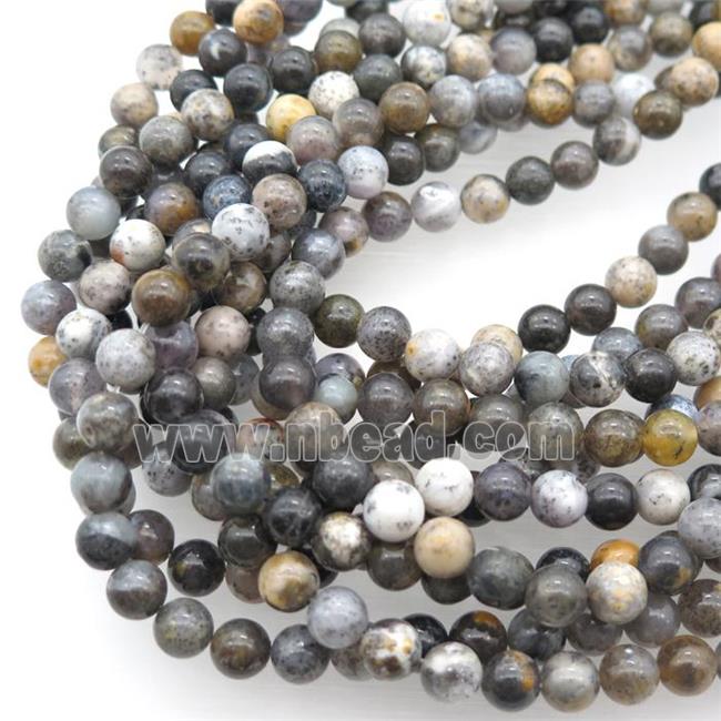 round Chinese Moss Opal Jasper beads