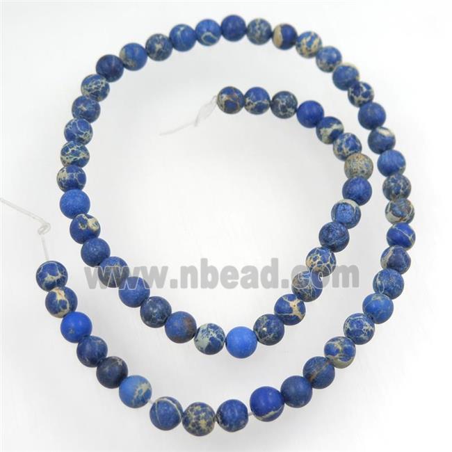 matte round Sea sediment jasper beads, lapis