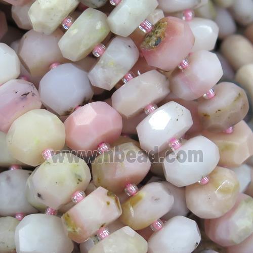 pink Opal Jasper beads, faceted rondelle