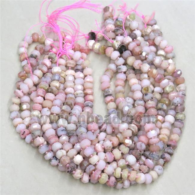 pink Opal Jasper beads, faceted rondelle