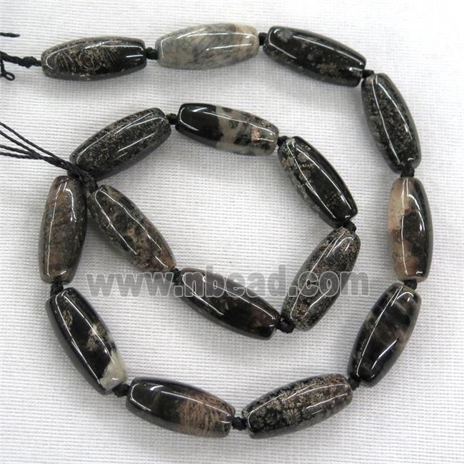 Black Coral Fossil Rice Beads