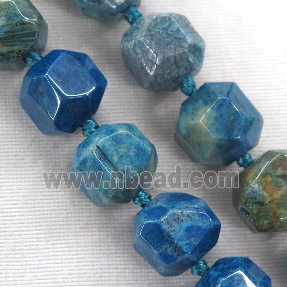 blue Coral Fossil beads, faceted round