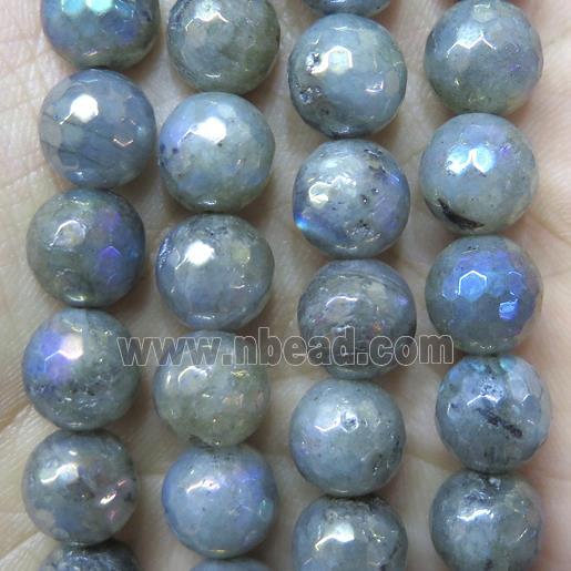 labradorite beads, faceted round, AB color