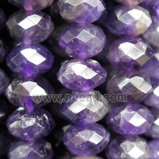 purple Amethyst beads, faceted rondelle
