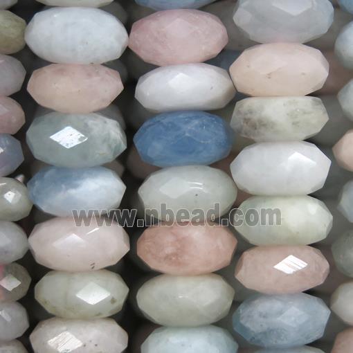 Morganite beads, faceted rondelle