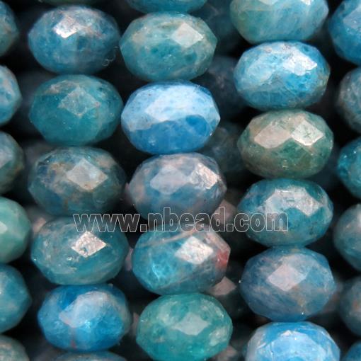 blue Apatite bead, faceted rondelle