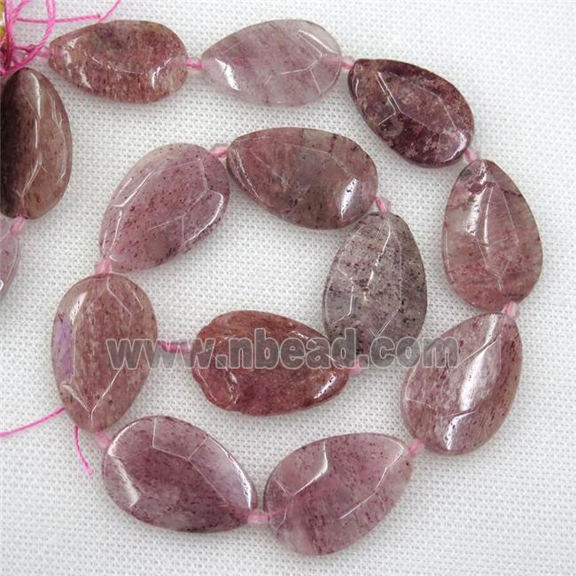 Strawberry Quartz beads, faceted teardrop