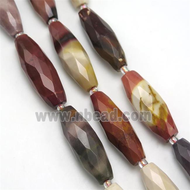 Mookaite beads, faceted rice