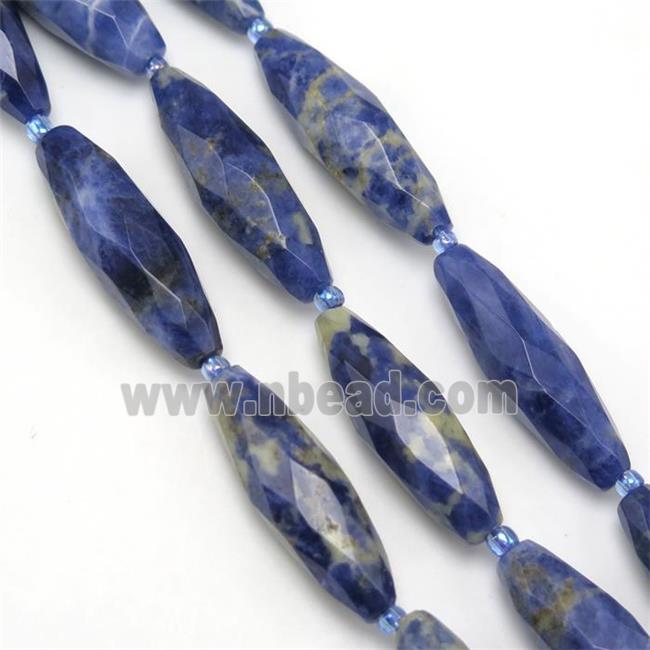 Blue Sodalite beads, faceted rice