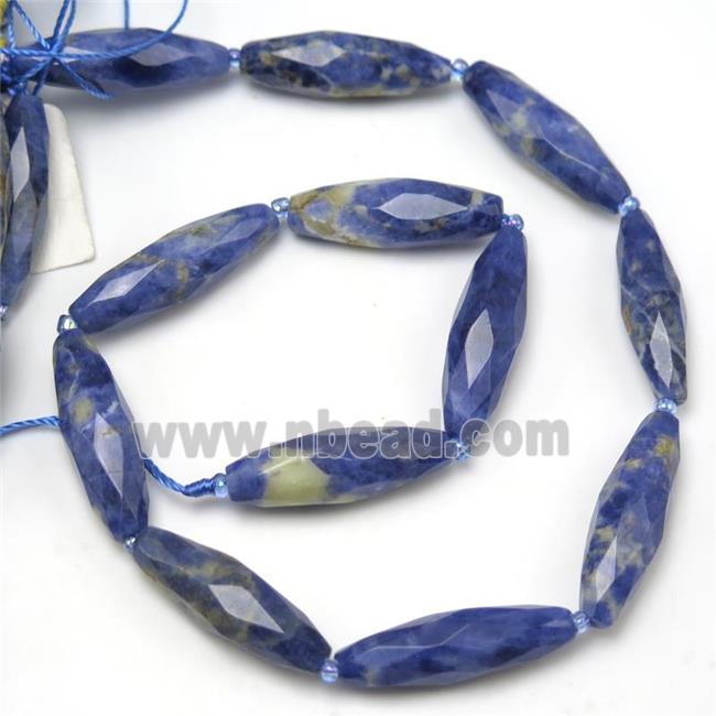 Blue Sodalite beads, faceted rice