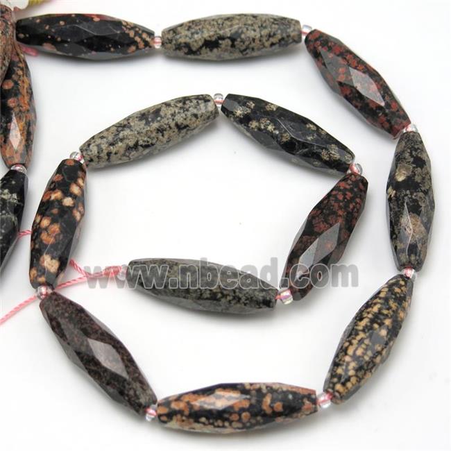 red Snowflake Jasper beads, faceted rice