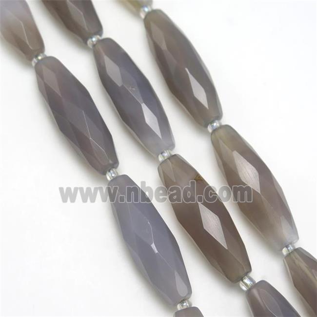 gray Agate Beads, faceted rice