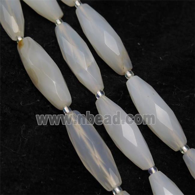 white Agate beads, faceted rice