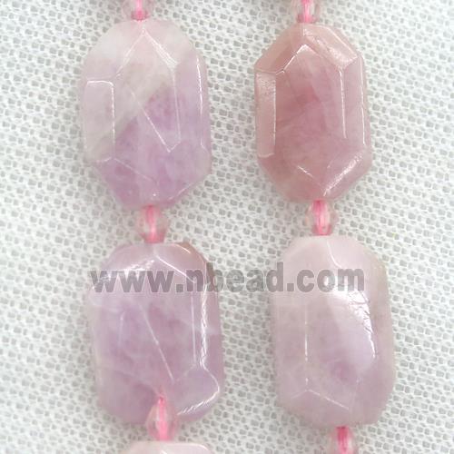 Kunzite beads, faceted rectangle