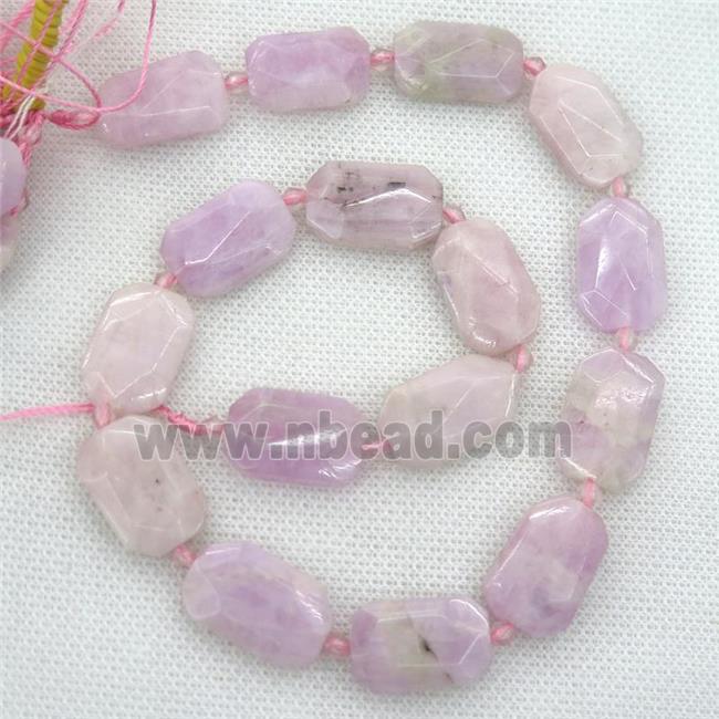 Kunzite beads, faceted rectangle