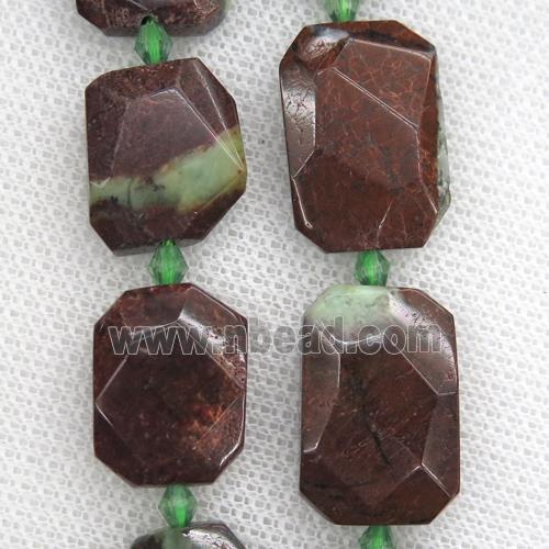 Chrysoprase beads, faceted rectangle, B-grade
