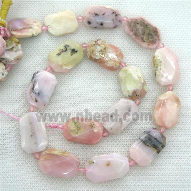 Pink Opal Jasper beads, faceted rectangle