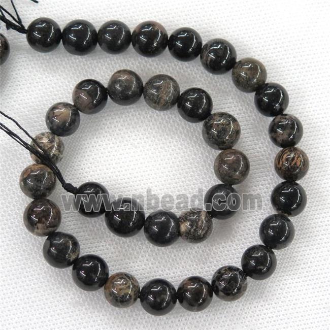 round Black Coral Fossil Beads