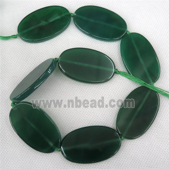 green Agate Beads, oval, dye