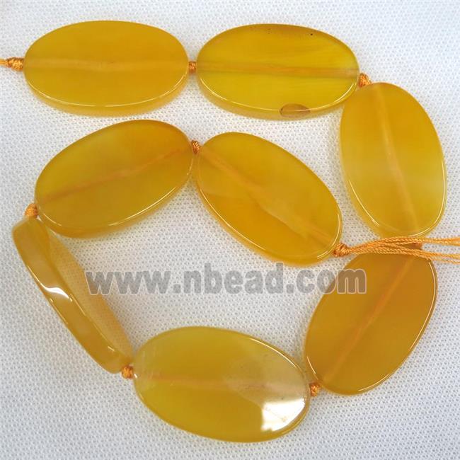 yellow Agate Beads, oval, dye