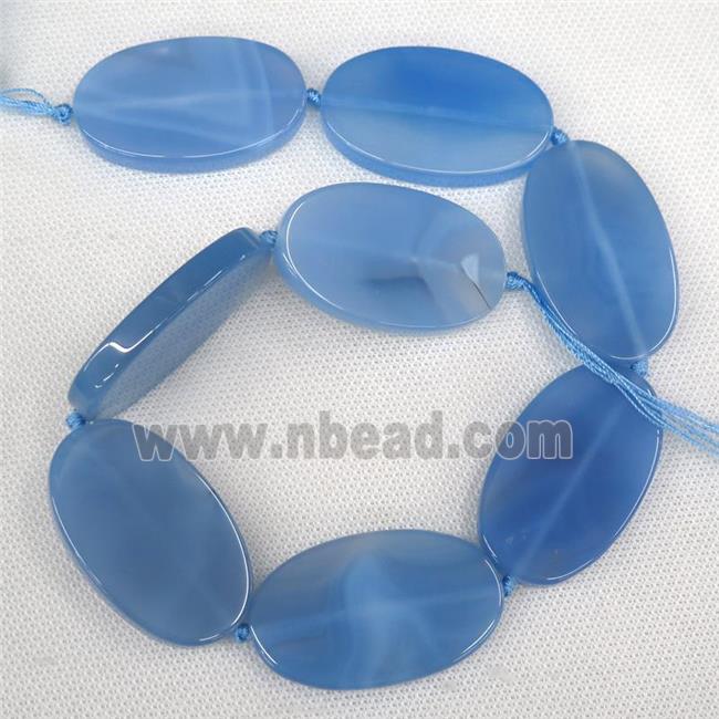 blue Agate Beads, oval, dye