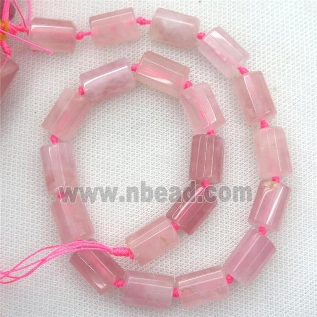 Rose Quartz Beads, faceted column