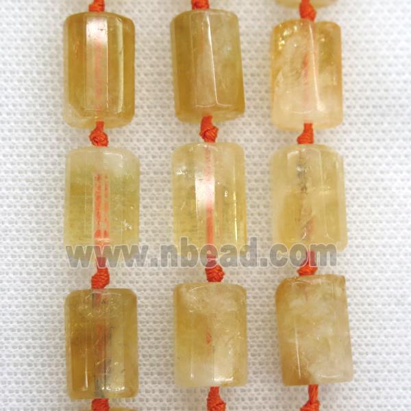 yellow Citrine Beads, faceted column