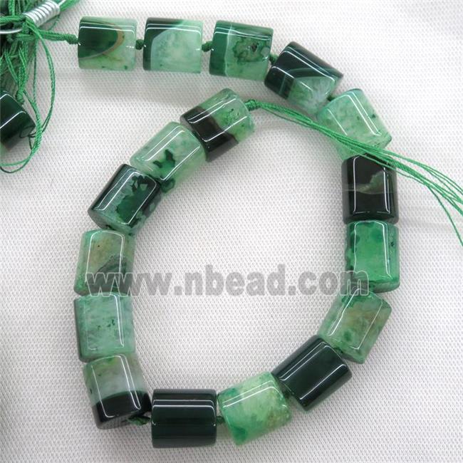 green Druzy Agate column beads