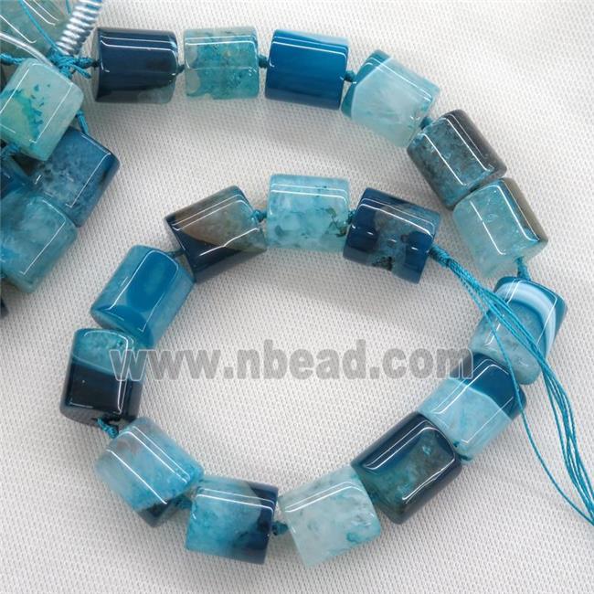 blue Druzy Agate column beads