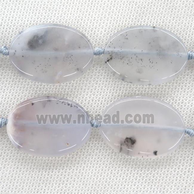 blue Chalcedony Agate oval beads