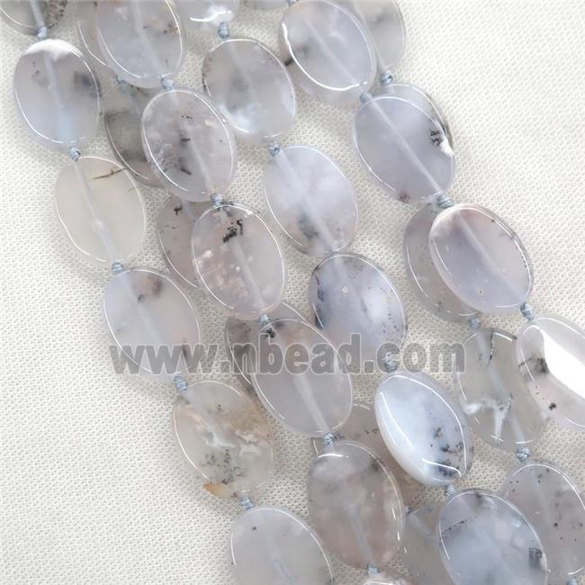blue Chalcedony Agate oval beads