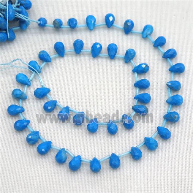 blue Turquoise Beads, faceted teardrop, top-drilled